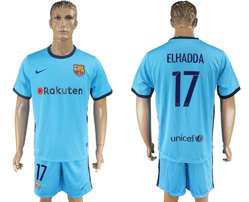 Barcelona #17 Elhadda Away Soccer Club Jersey